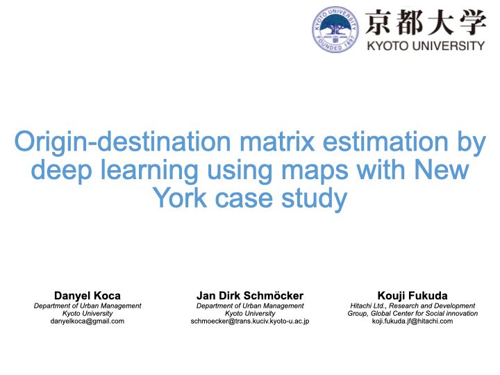 Origin-destination matrix estimation by deep learning using maps with New York case study - Title