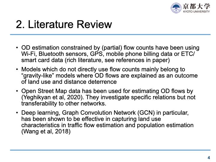 Origin-destination matrix estimation by deep learning using maps with New York case study - Literature Review