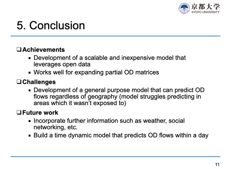 Origin-destination matrix estimation by deep learning using maps with New York case study - Conclusion