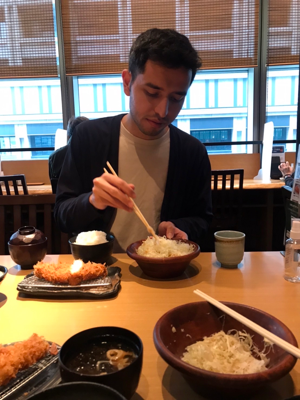 Danyel enjoying a Japanese dish