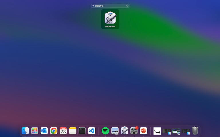 MacBookでAutomatorアプリを開く