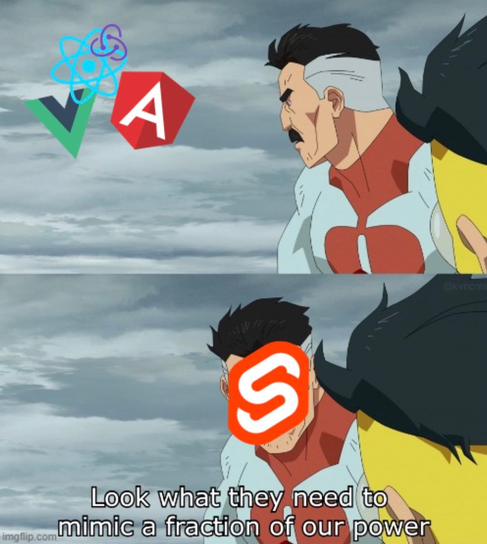 Svelte is better than React, Vue, Angular meme