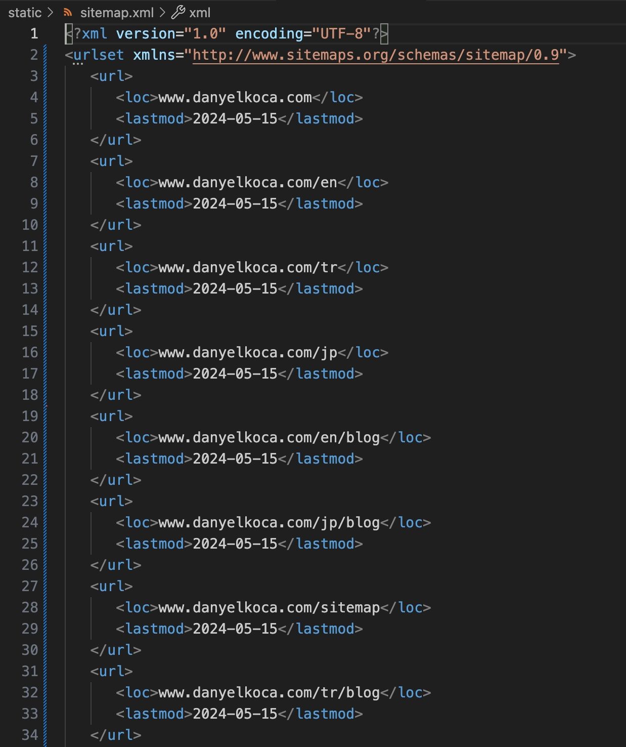 Resulting XML file